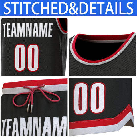 Custom Black Red-Gray Classic Sets Basketball Jersey