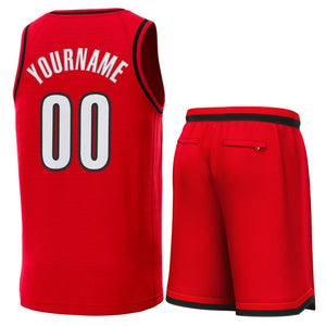 Maillot de basket-ball personnalisé rouge rouge-noir, ensembles classiques