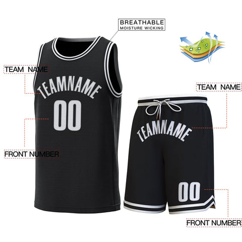 Custom Black White-BlackClassic Sets Basketball Jersey