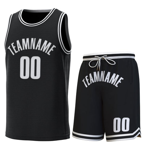 Custom Black White-BlackClassic Sets Basketball Jersey