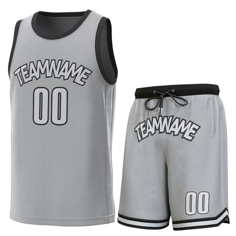 Custom Gray Black Classic Sets Basketball Jersey