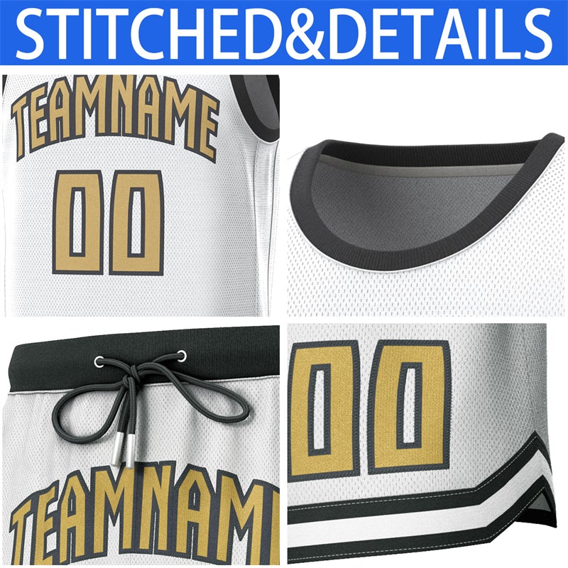 Custom White Black Classic Sets Basketball Jersey