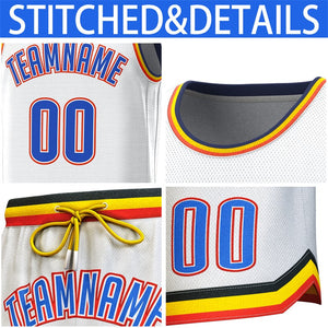 Custom White Navy-Yellow Classic Sets Basketball Jersey