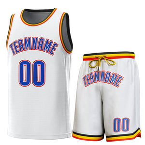 Custom White Navy-Yellow Classic Sets Basketball Jersey