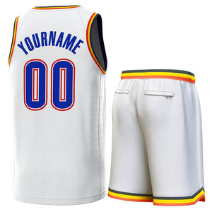 Custom White Navy-Yellow Classic Sets Basketball Jersey