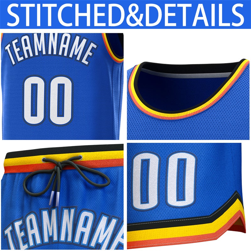 Maillot de basket-ball personnalisé, bleu clair, jaune marine, ensembles classiques