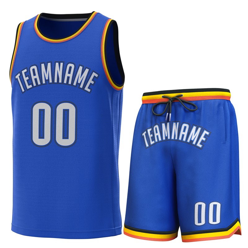 Maillot de basket-ball personnalisé, bleu clair, jaune marine, ensembles classiques