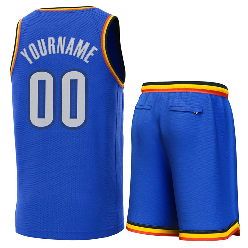 Maillot de basket-ball personnalisé, bleu clair, jaune marine, ensembles classiques