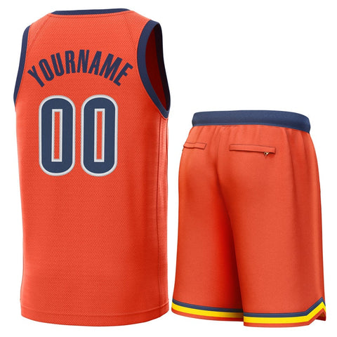 Custom Orange Navy Classic Sets Basketball Jersey