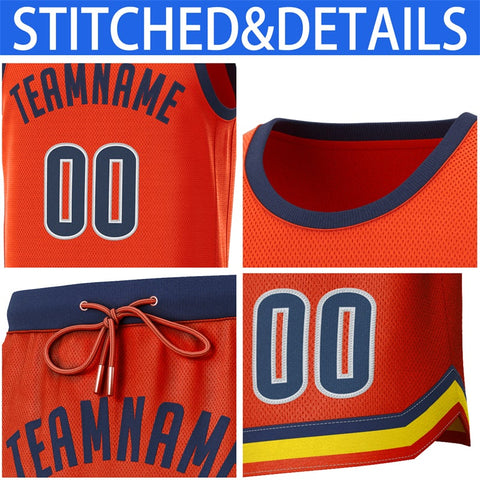 Custom Orange Navy Classic Sets Basketball Jersey