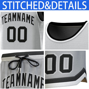 Custom Gray Black-White Classic Sets Basketball Jersey