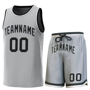 Custom Gray Black-White Classic Sets Basketball Jersey