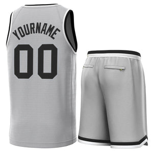 Custom Gray Black-White Classic Sets Basketball Jersey