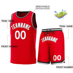 Custom Red Black-Gray Classic Sets Basketball Jersey