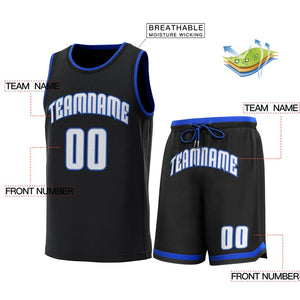 Maillot de basket-ball personnalisé noir bleu clair-Royal, ensembles classiques