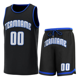 Maillot de basket-ball personnalisé noir bleu clair-Royal, ensembles classiques