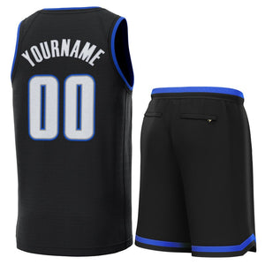 Maillot de basket-ball personnalisé noir bleu clair-Royal, ensembles classiques