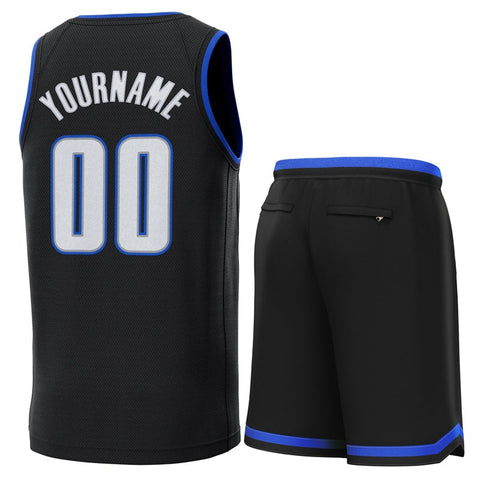 Custom Black Light Blue-Royal Classic Sets Basketball Jersey