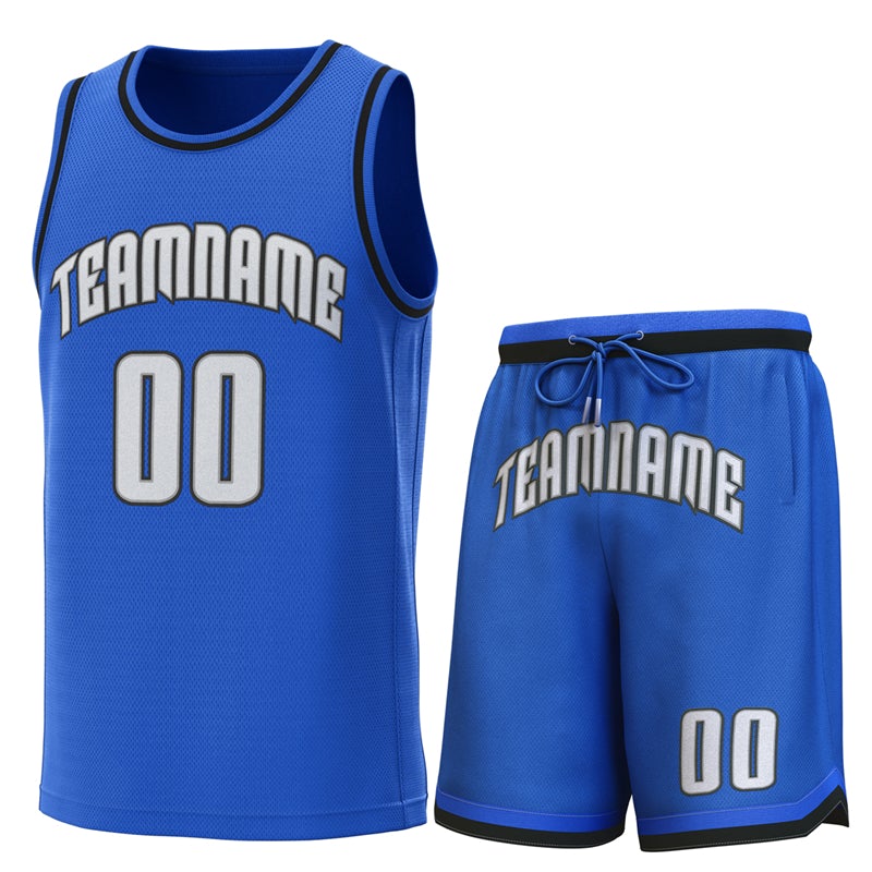 Maillot de basket-ball personnalisé bleu clair noir, ensembles classiques