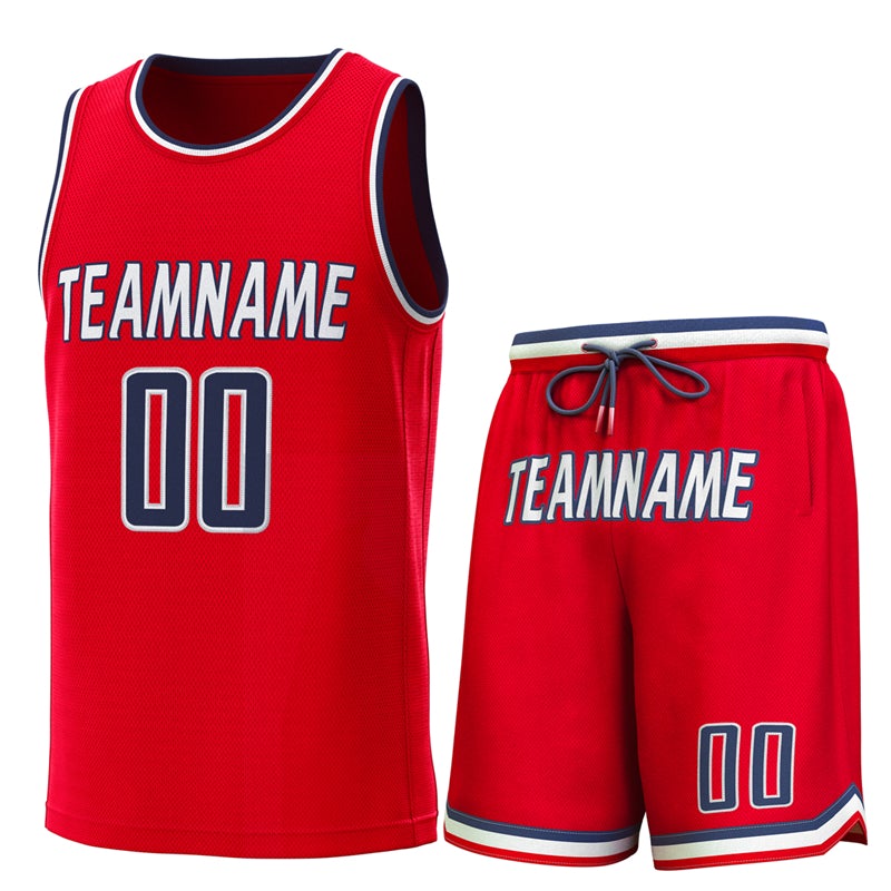 Maillot de basket-ball personnalisé rouge marine-rouge, ensembles classiques