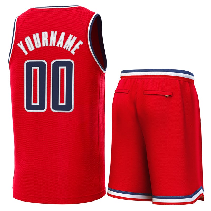 Maillot de basket-ball personnalisé rouge marine-rouge, ensembles classiques