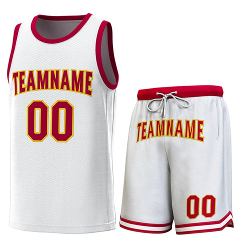 Custom White Crimson Classic Sets Basketball Jersey