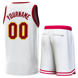 Custom White Crimson Classic Sets Basketball Jersey