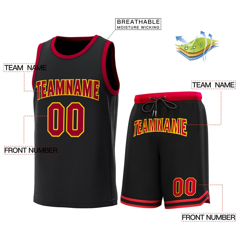 Custom Black Crimson Classic Sets Basketball Jersey