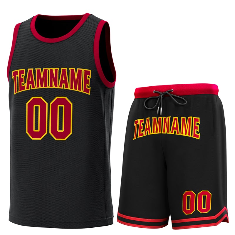 Maillot de basket-ball personnalisé noir cramoisi classique