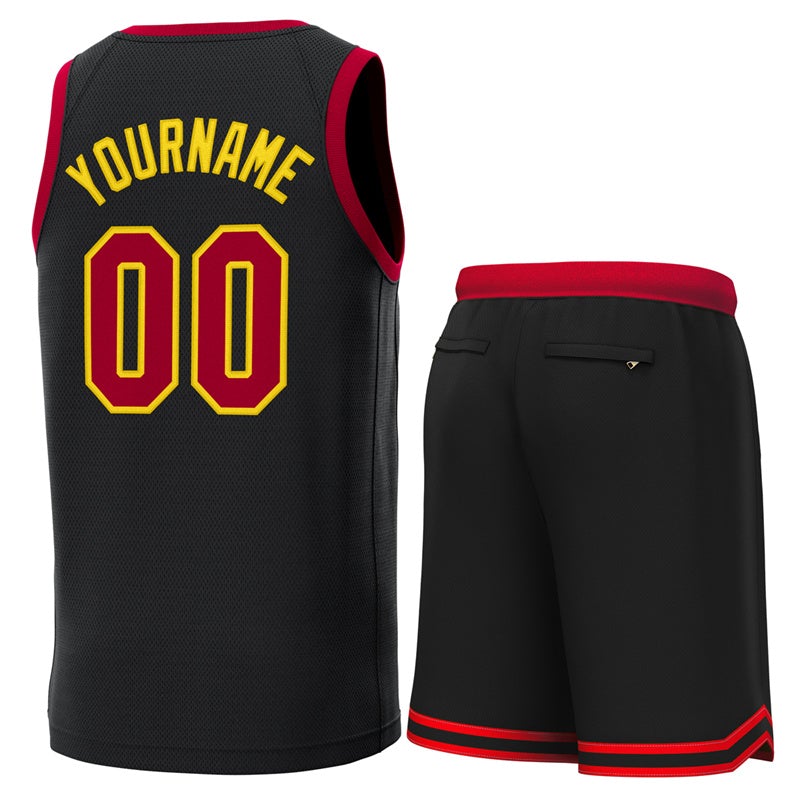 Maillot de basket-ball personnalisé noir cramoisi classique