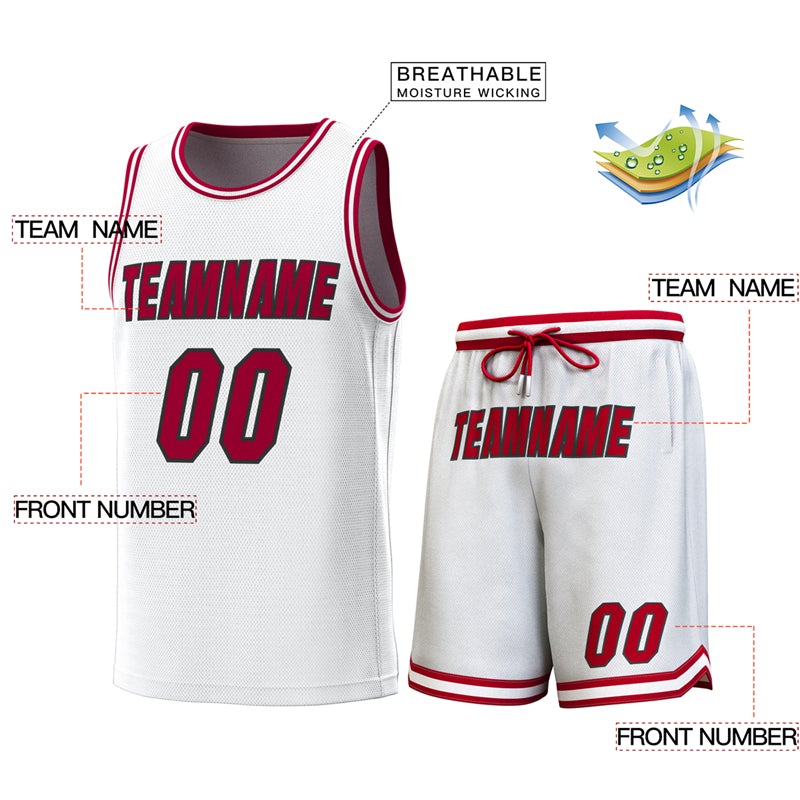 Custom White Crimson-Crimson Classic Sets Basketball Jersey