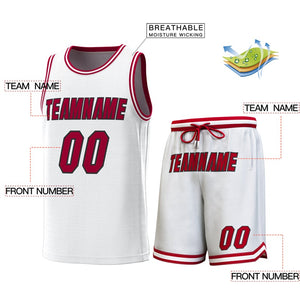 Maillot de basket-ball personnalisé blanc cramoisi-cramoisi, ensembles classiques