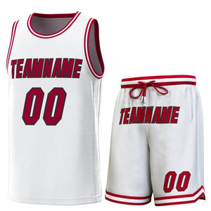 Maillot de basket-ball personnalisé blanc cramoisi-cramoisi, ensembles classiques