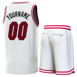 Maillot de basket-ball personnalisé blanc cramoisi-cramoisi, ensembles classiques