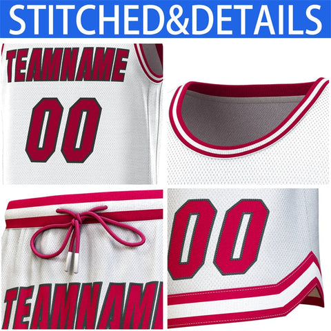 Custom White Crimson-Crimson Classic Sets Basketball Jersey