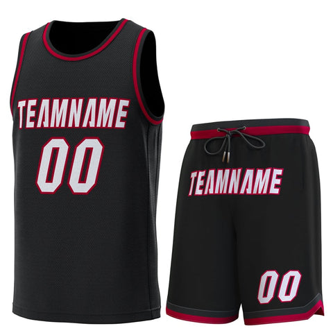 Custom Black Black-Crimson Classic Sets Basketball Jersey