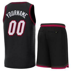 Maillot de basket-ball personnalisé noir noir-cramoisi, ensembles classiques