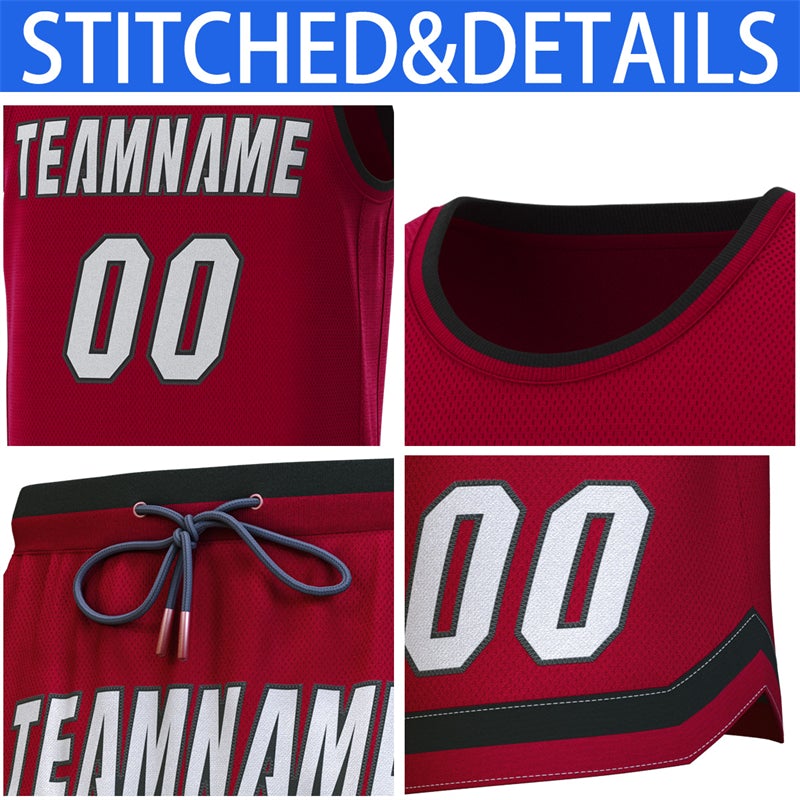 Maillot de basket-ball personnalisé, ensembles classiques rouge-cramoisi marron