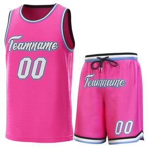 Custom Pink Black-Lt Blue Classic Sets Basketball Jersey