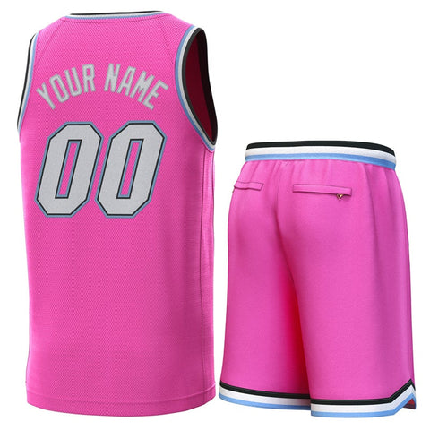 Custom Pink Black-Lt Blue Classic Sets Basketball Jersey