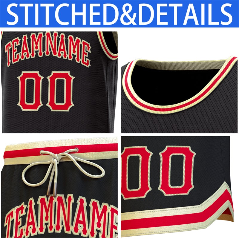 Custom Black Red Classic Sets Authentic Basketball Jersey