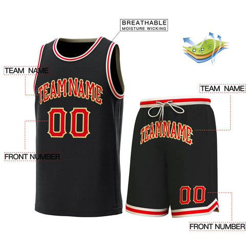 Custom Black Red Classic Sets Authentic Basketball Jersey