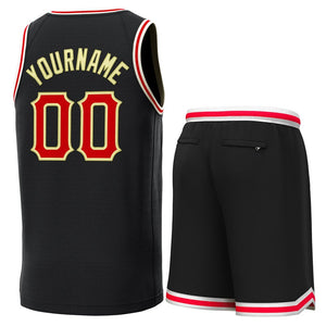 Custom Black Red Classic Sets Authentic Basketball Jersey