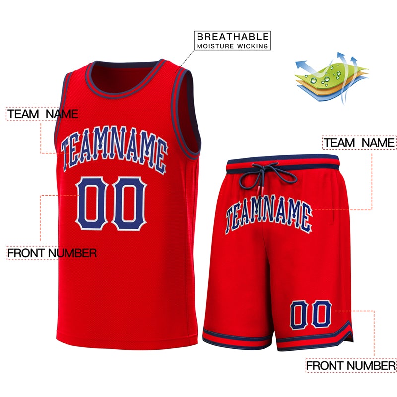 Custom Red Navy-Red Classic Sets Basketball Jersey