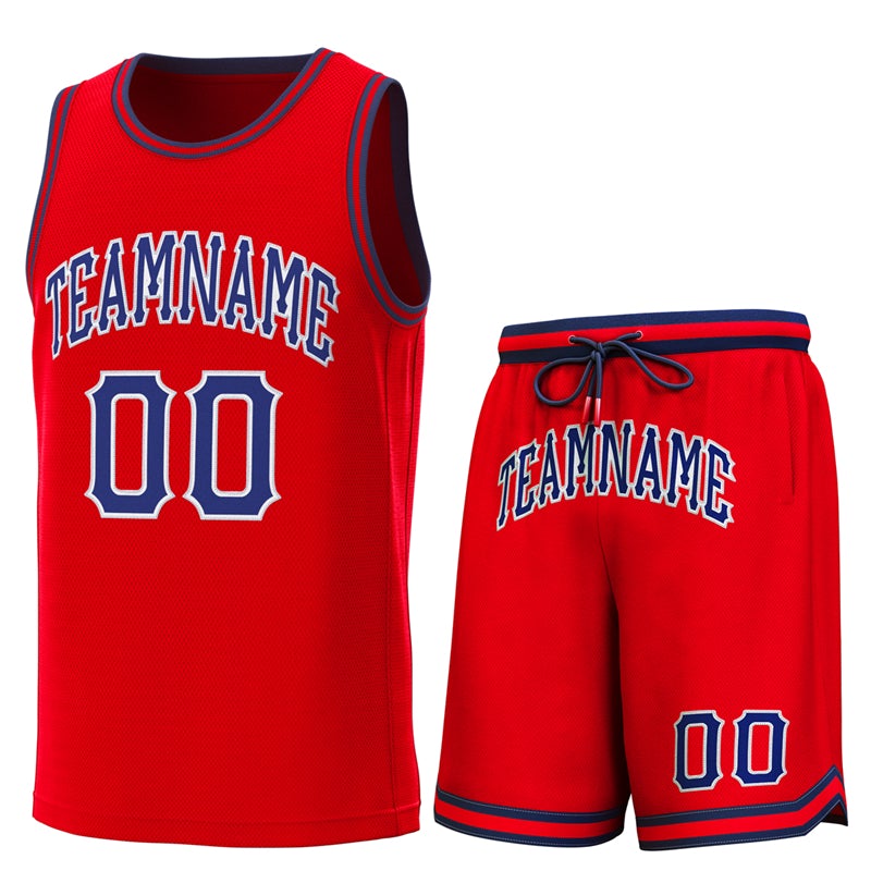 Maillot de basket-ball personnalisé rouge marine-rouge, ensembles classiques