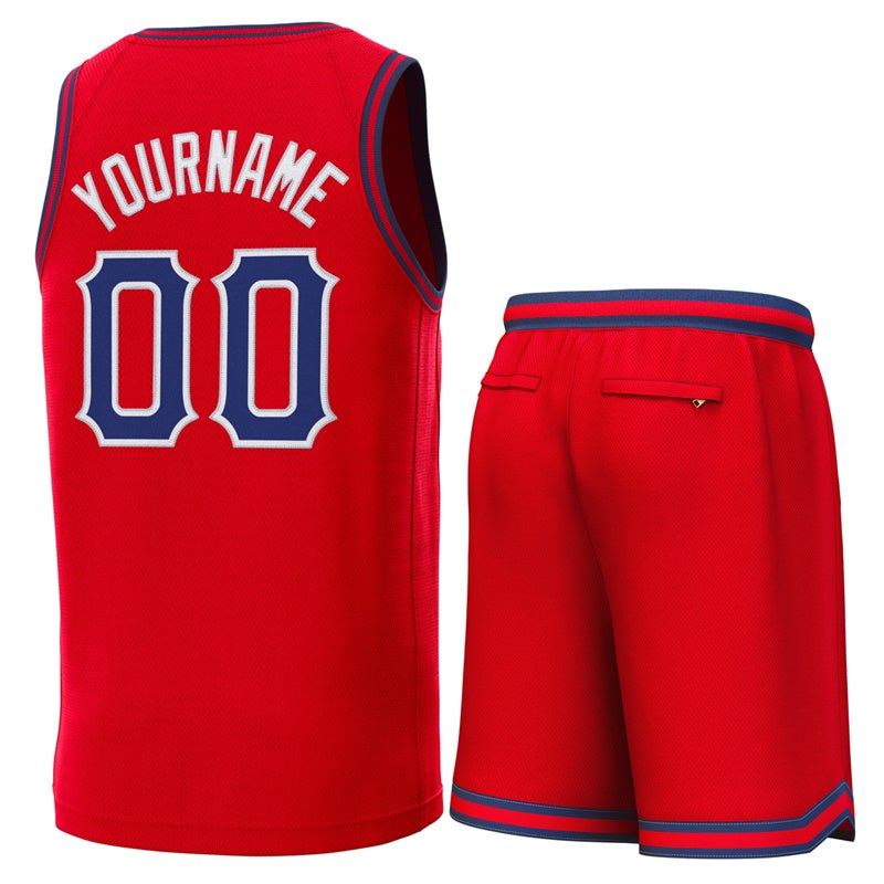 Maillot de basket-ball personnalisé rouge marine-rouge, ensembles classiques