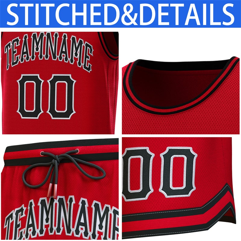 Custom Red Black-Red Classic Sets Basketball Jersey