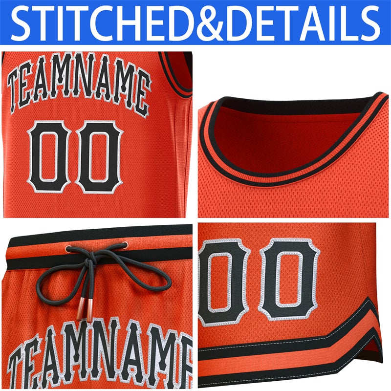 Maillot de basket-ball personnalisé Orange noir-OrangeClassic