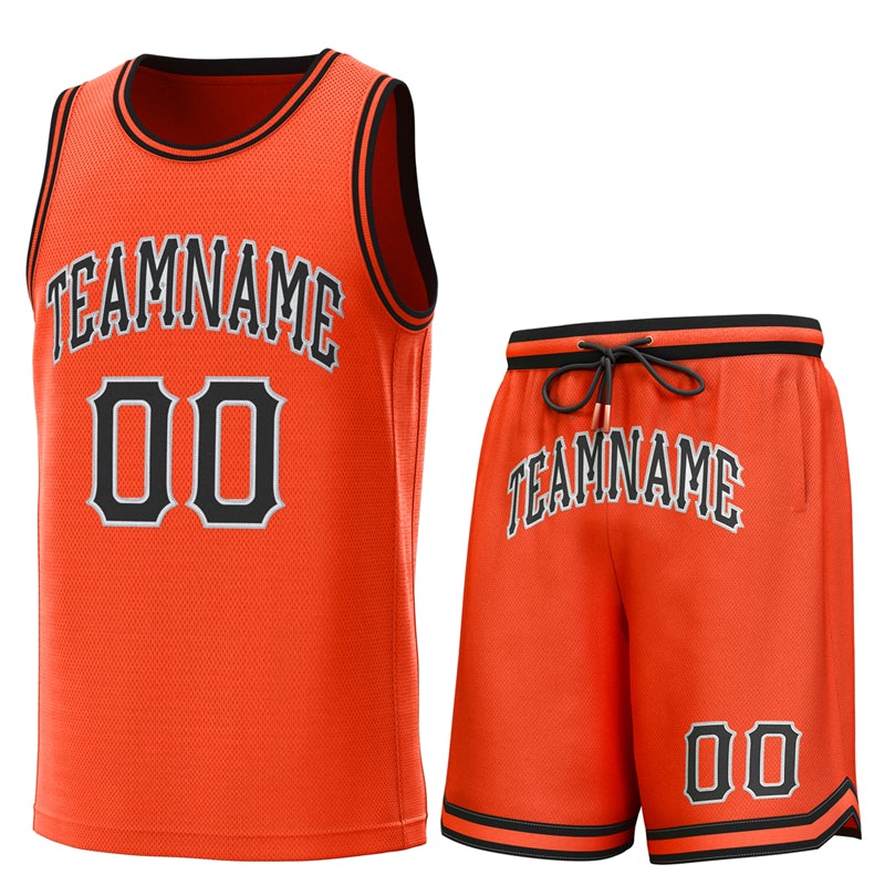 Maillot de basket-ball personnalisé Orange noir-OrangeClassic