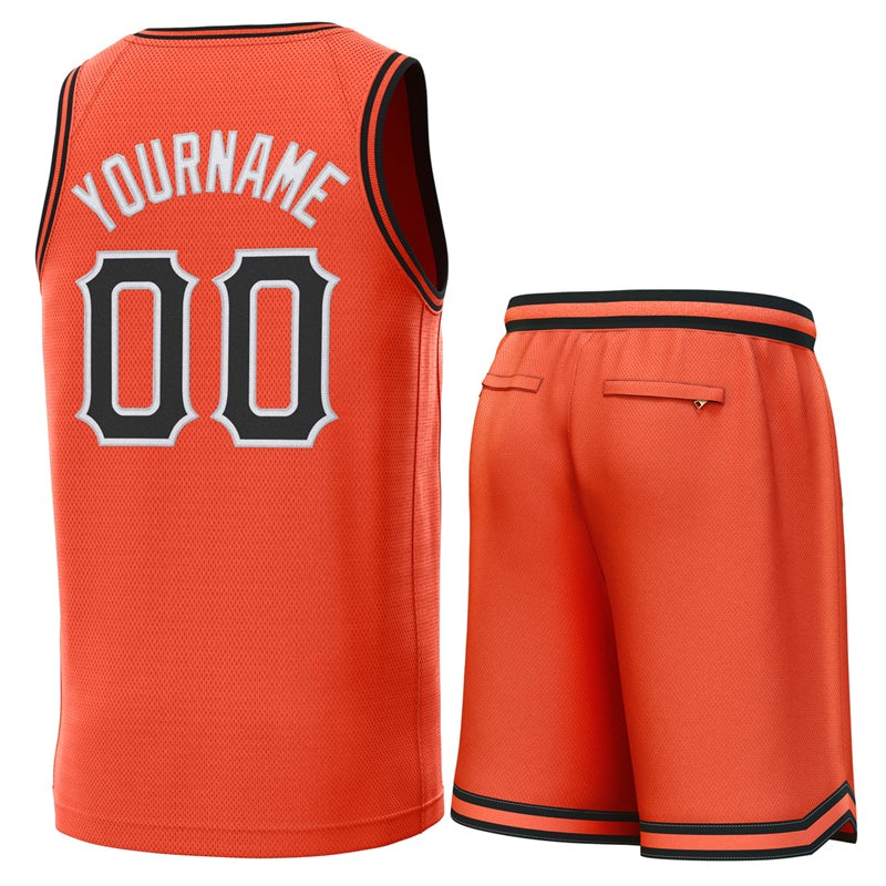 Maillot de basket-ball personnalisé Orange noir-OrangeClassic